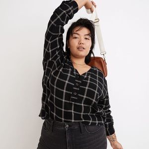 Madewell Lightspun Evert Top in Windowpane, Size 3X, NWOT